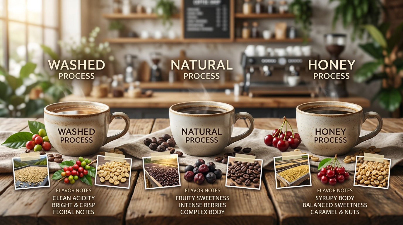 Perbedaan Rasa Kopi Washed, Natural dan Honey Process dalam Satu Cangkir